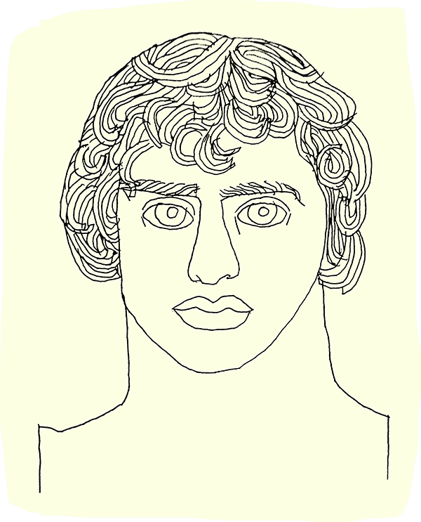 Sketchbook illustration of Antinous in Rome